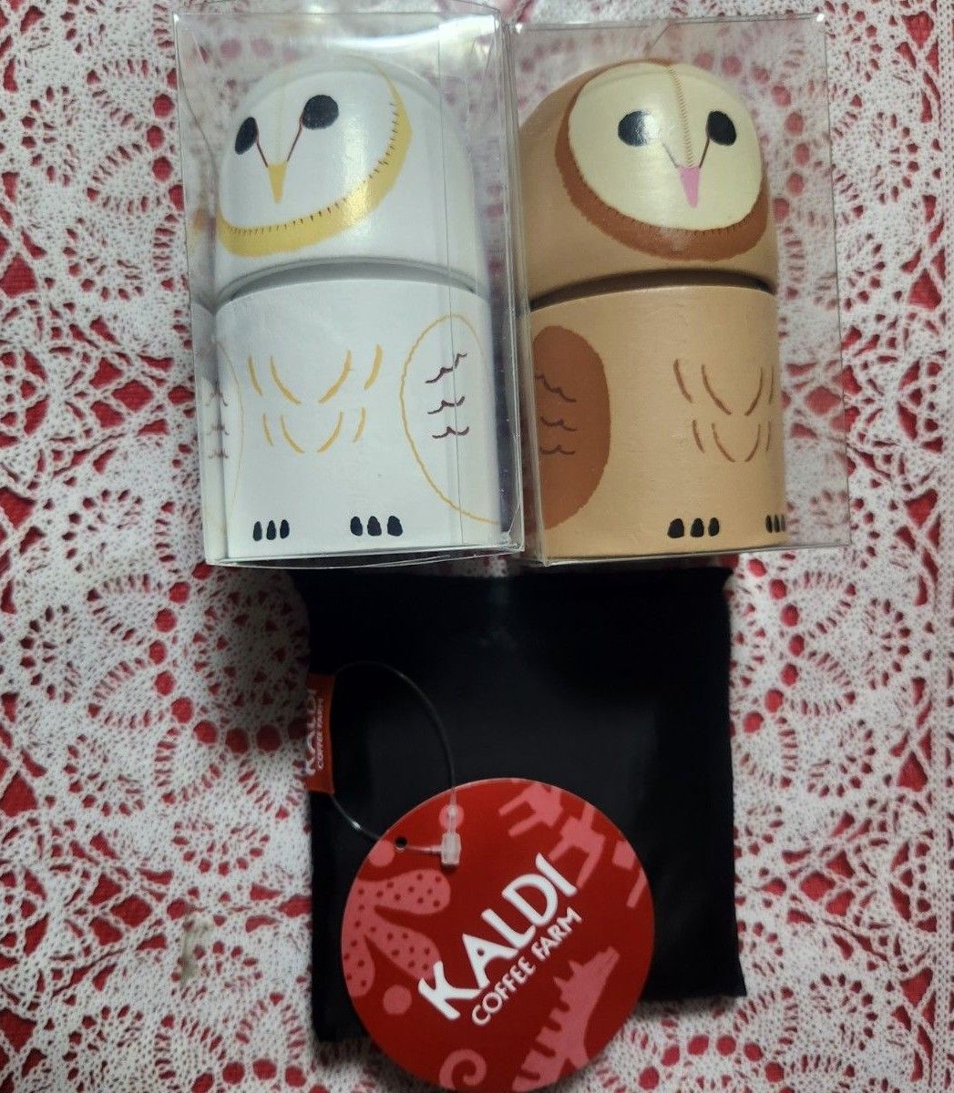 カルディ　木のフクロウに入ったチョコ ◆おまけ ◆カルディ エコバッグ【グレー】 KALDI  ◆新品・未開封