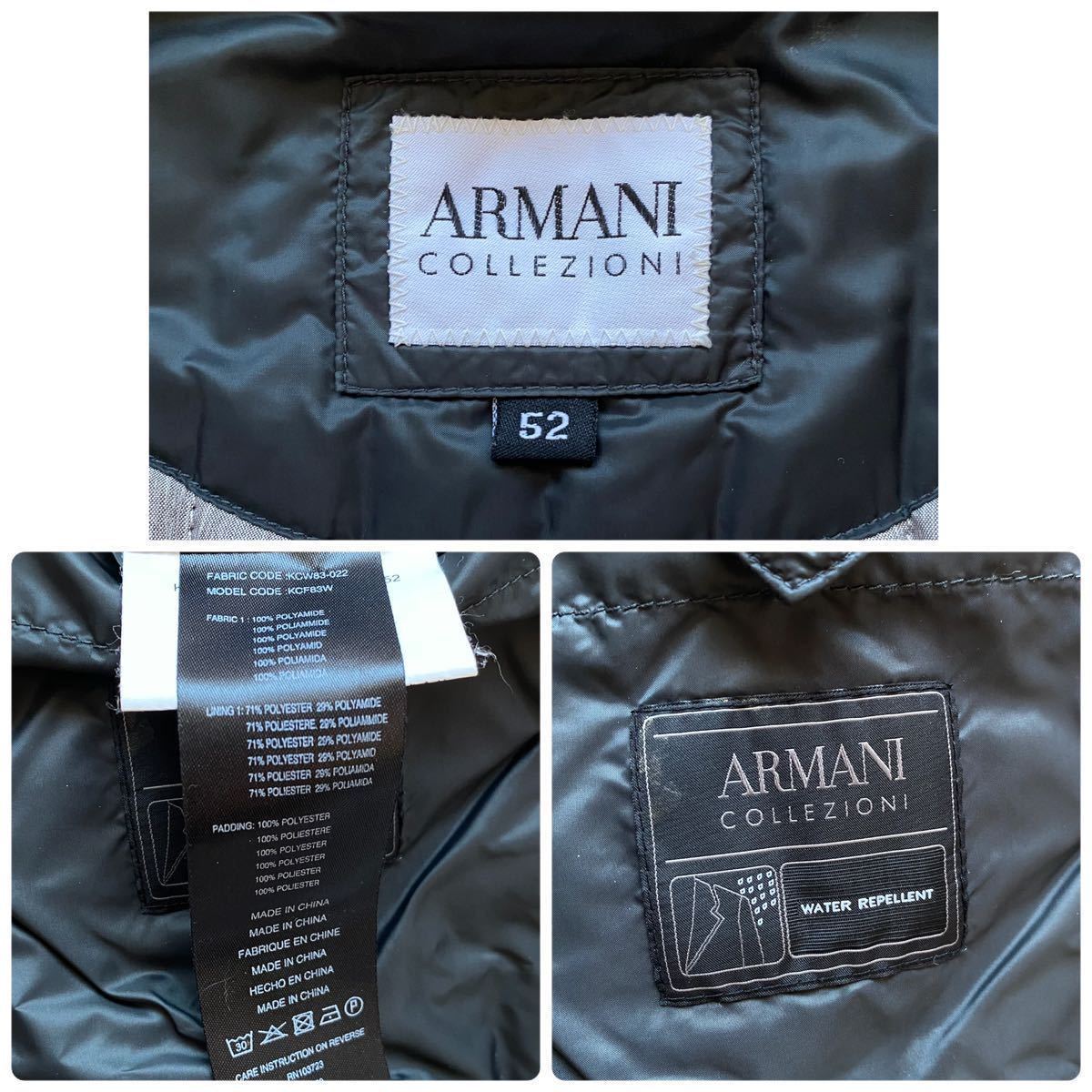 希少XL!! アルマーニ コレツィオーニ ARMANI COLLEZIONI 裏地キルティング 中綿 ジャケット ブルゾン サイズ52 ダークグレー メンズ_画像10