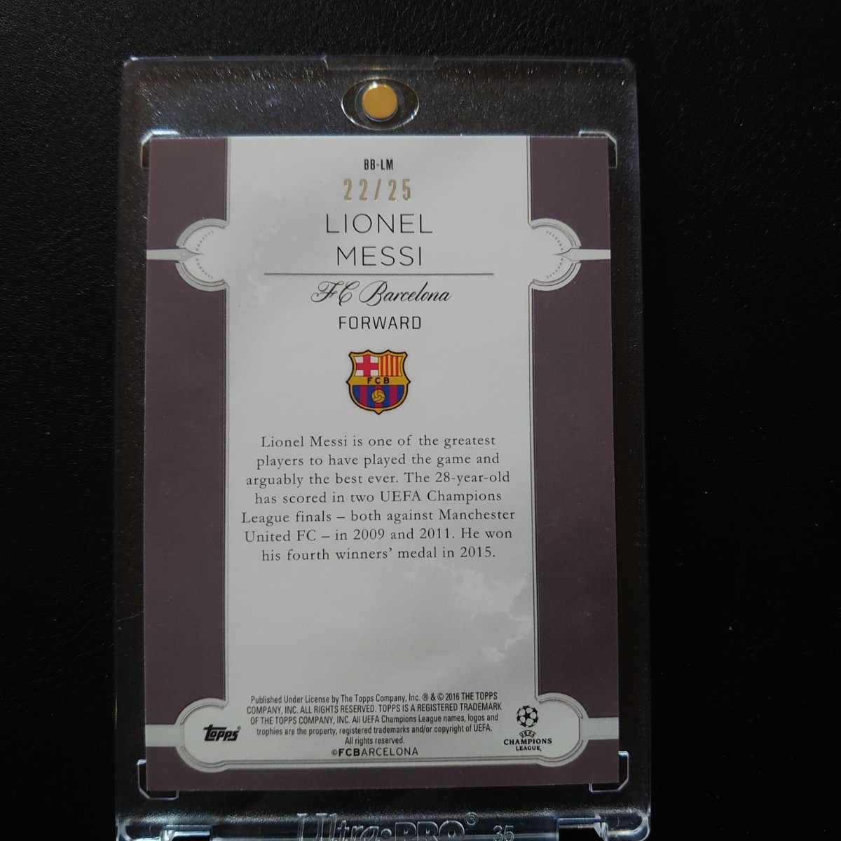 Lionel Messi 2015-16 Topps UEFA CL Showcase Best of the Best /25 Barcelona メッシ バルセロナ Argentina _画像2