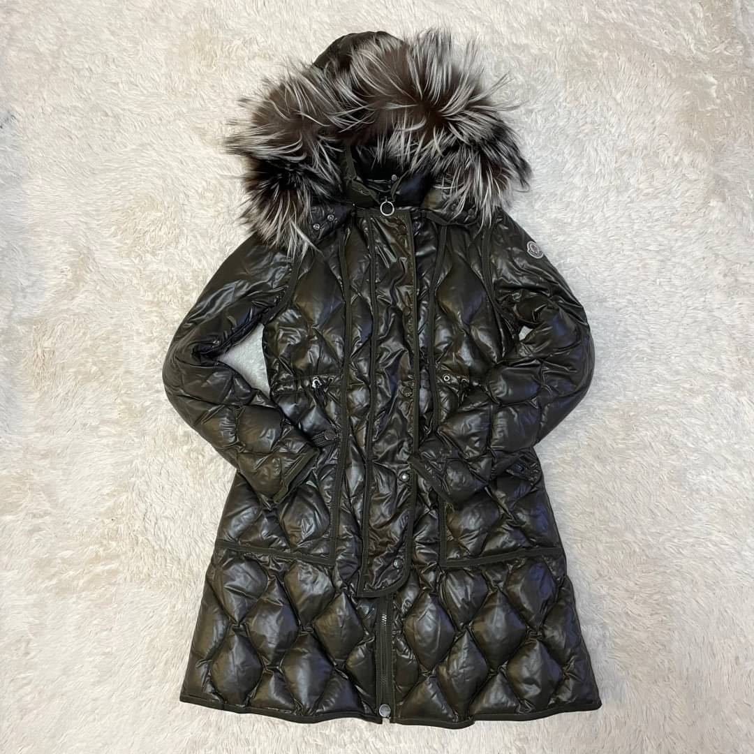 【破格最安値】MONCLER モンクレール ファーダウンコート LONTRE カーキ　１