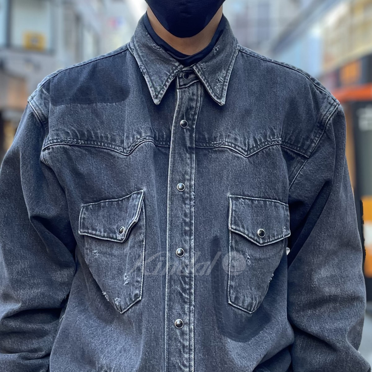 MIYAGIHIDETAKA　 20AW Black denim shirt Jacket再構築デニムシャツジャケット 商品番号：8069000100075_画像3