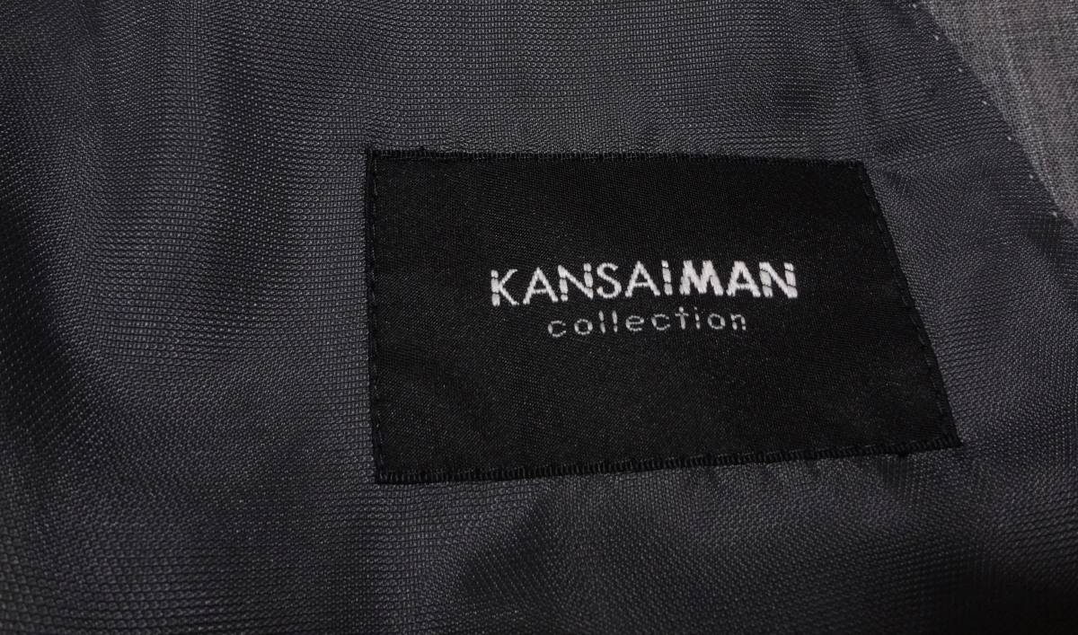 大処分セール☆美品175cmW90cm特大サイズ★KANSAIMAN COLLECTION☆山本寛斎★上質2Bスーツ/グレー織りストライプ★シングル２釦★ビジネス_画像4