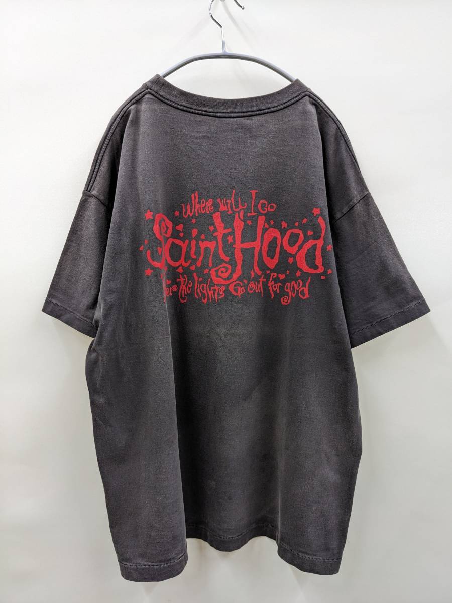 SAINT MICHAEL/セント マイケル/SAINT HOOD SS TEE/Ｔシャツ/両面プリント/硫化染め×ストーンウォッシュ/ヴィンテージ加工/SIZE XL_画像3