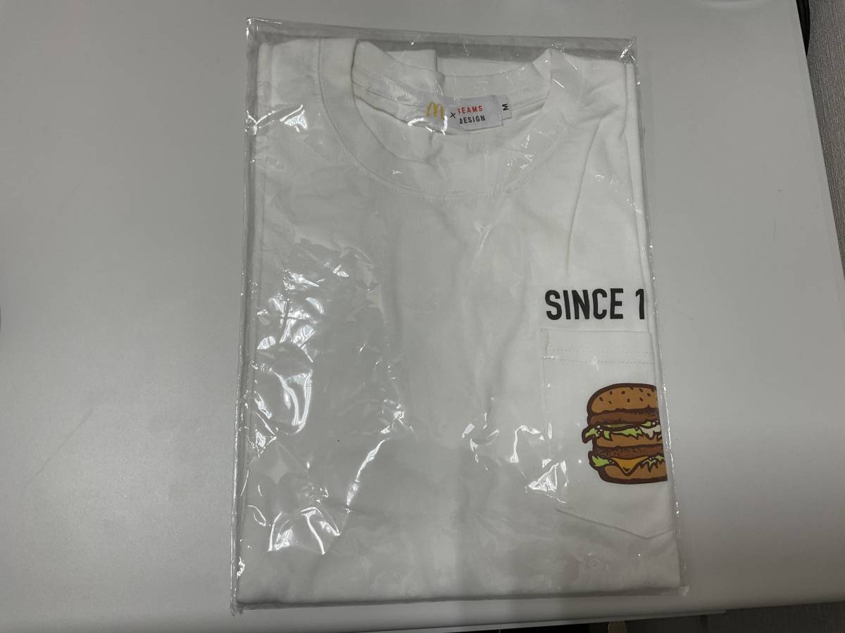 516◆未使用 BEAMS DESIGN × マクドナルド ビームスデザイン McDonald's ハンバーガープリント Tシャツ Mサイズ トップス 現状品_画像1