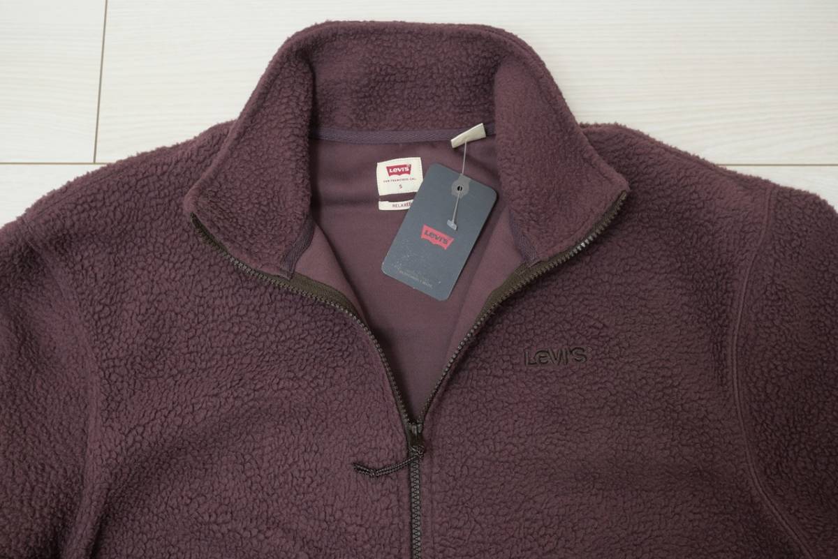 新品リーバイスA3318-0000 Mサイズ ボアフリースジャケット ボルドー/ブラウン FLEECE JACKET メンズ_画像2