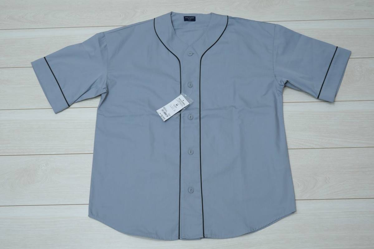 新品BACK NUMBER BN4301313213-0095 Mサイズ ベースボールシャツ グレー/灰色 半袖シャツ 夏 羽織 メンズ Right-on_画像1