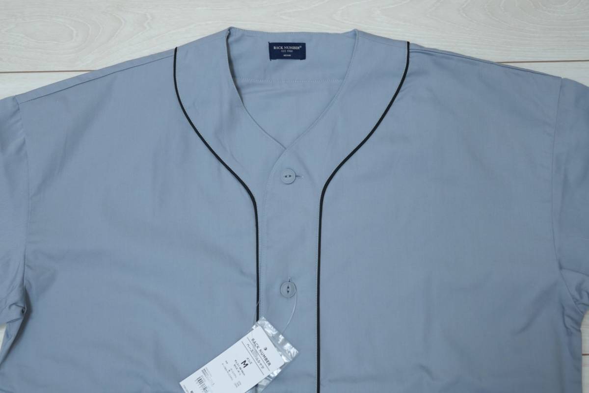 新品BACK NUMBER BN4301313213-0095 Mサイズ ベースボールシャツ グレー/灰色 半袖シャツ 夏 羽織 メンズ Right-on_画像2