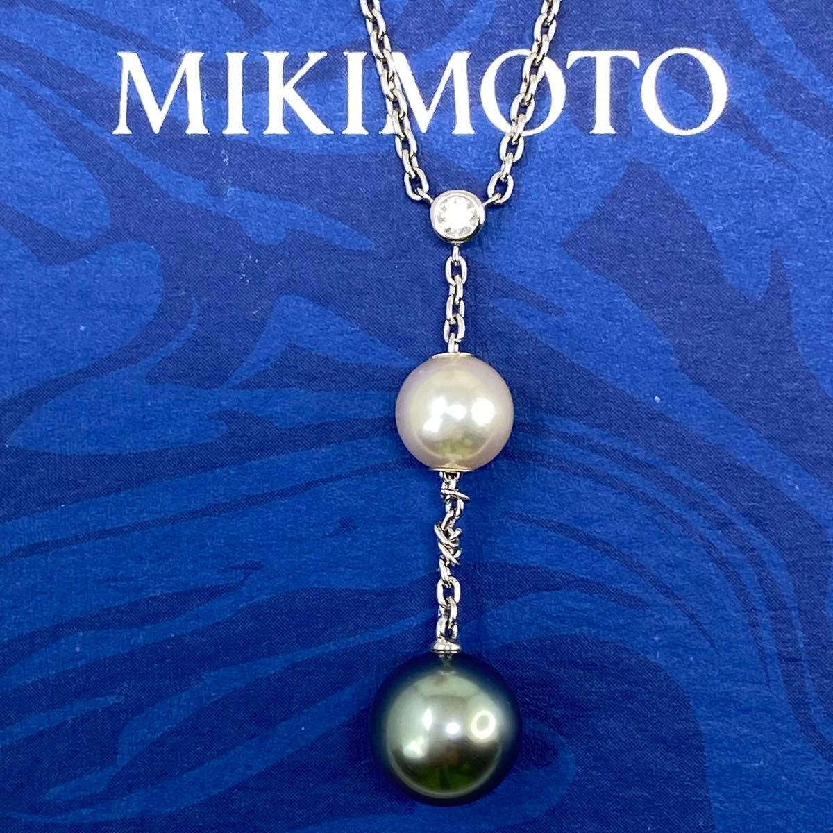 mikimoto ミキモト 御木本used k18WG 18金 AU750黒蝶貝 あこや真珠天然