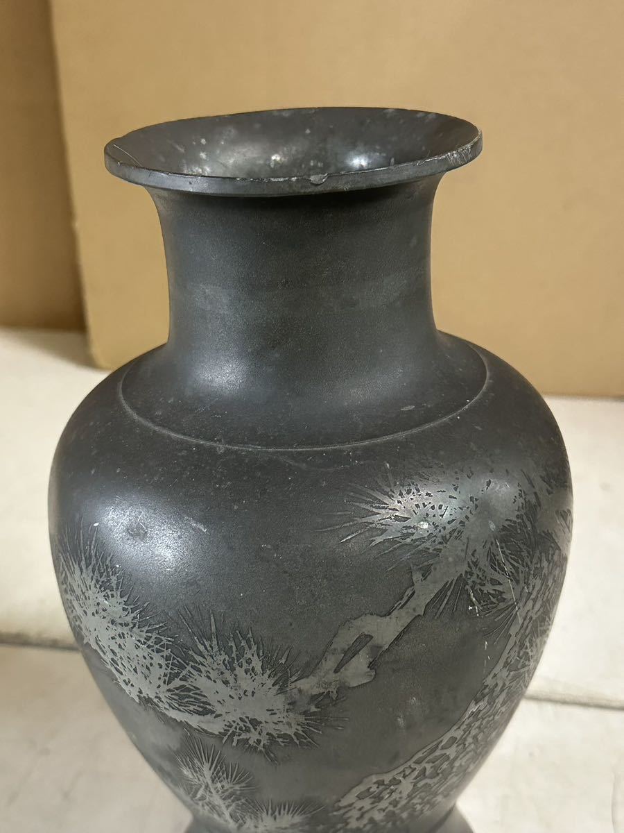 錫製 継山 花瓶 総重量約1.8kg_画像2