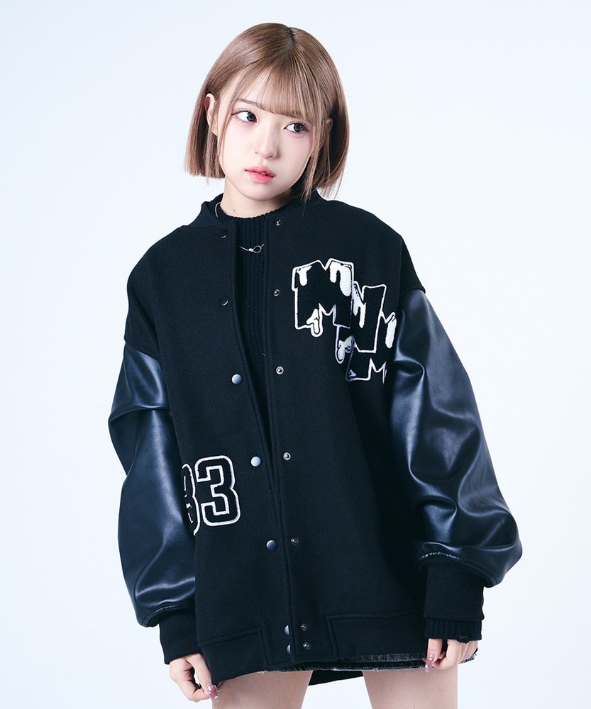 新品 M mnmスタジャン ブラック Right on minami みなみ コラボ商品 Black Medium ライトオン