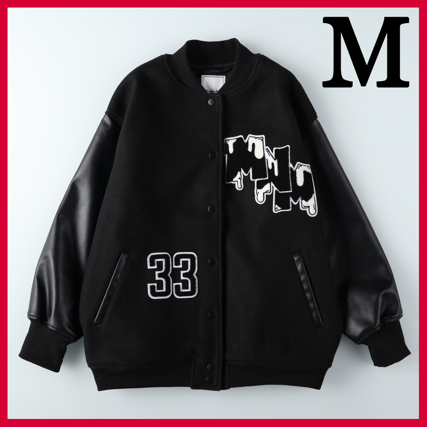 新品 M mnmスタジャン ブラック Right on minami みなみ コラボ商品 Black Medium ライトオン