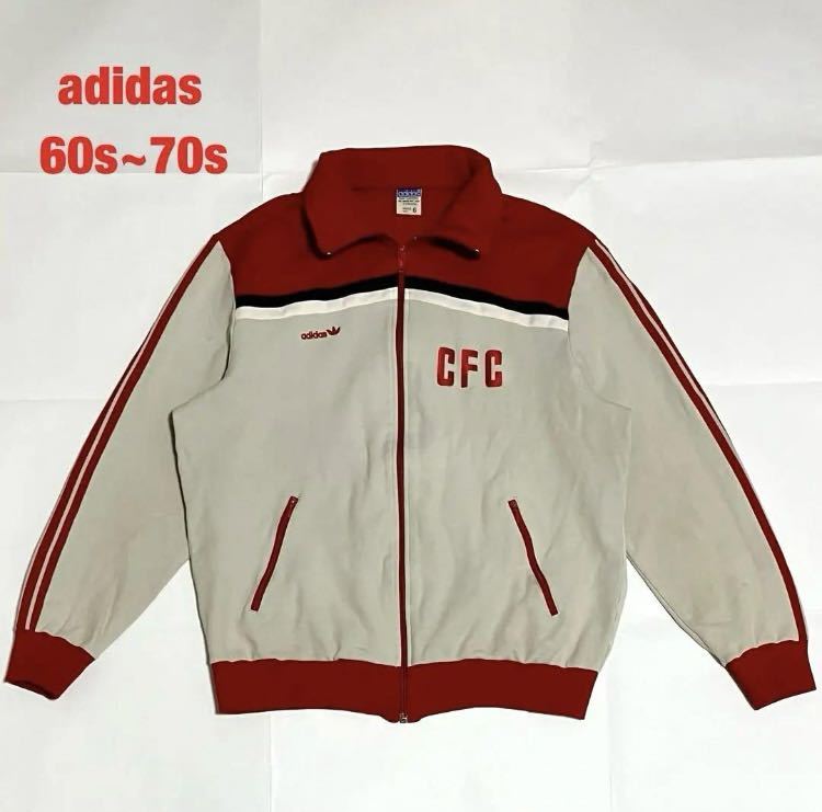 【希少】adidas　アディダス　トラックジャケット　西ドイツ製　デサント社　3本ライン　トレフォイルロゴ　サッカー　VINTAGE　60s　70s