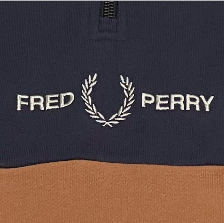 【人気】FRED PERRY　フレッドペリー　ハーフジップスウェット　月桂樹ロゴ　刺繍ロゴ　ユニセックス　バイカラー　定価19,800円　M3575_画像6