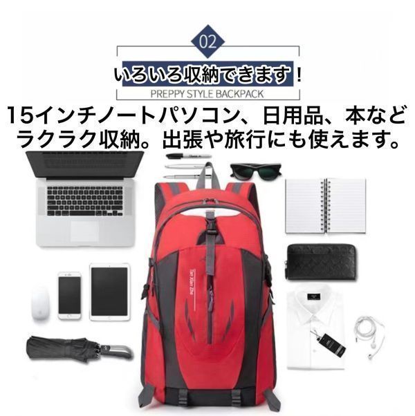 リュックサック 登山リュック バックパック デイパック メンズ レディース バイクリュック アウトドア 大容量 男女兼用 ブラック 軽 鞄 黒_画像7