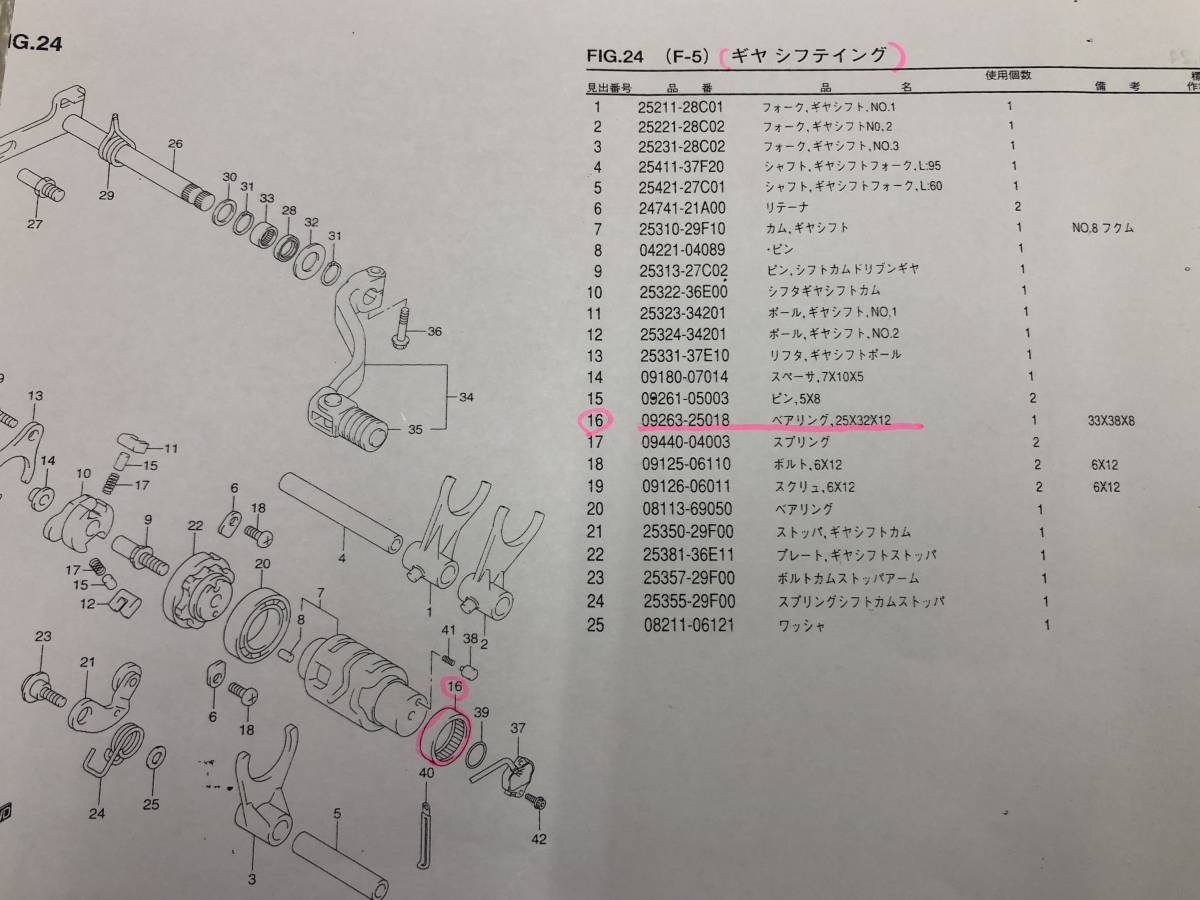 　スズキ　DR-Z400SM（SK44A）DR-Z400SMK5～K7　純正ギヤ・シフテイングのベアリング（25X32X12）　SUZUKI_画像7