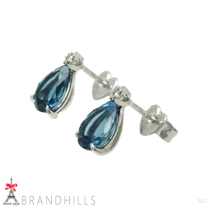  Star Jewelry blue topaz diamond 0.008ct+0.008ct earrings K18 gold WG white gold 2ZP1525 STAR JEWELRY ultimate beautiful goods 