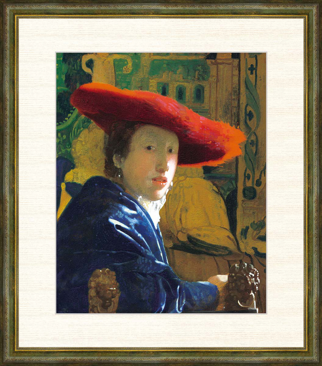 高精細デジタル版画 額装絵画 ヨハネス・フェルメール作 「赤い帽子の女」 F8_画像1