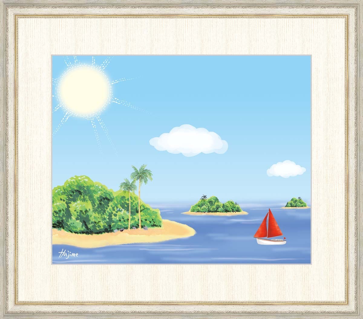 高精細デジタル版画 額装絵画 喜多 一（きた はじめ）作 「南国の島」 F8_画像1