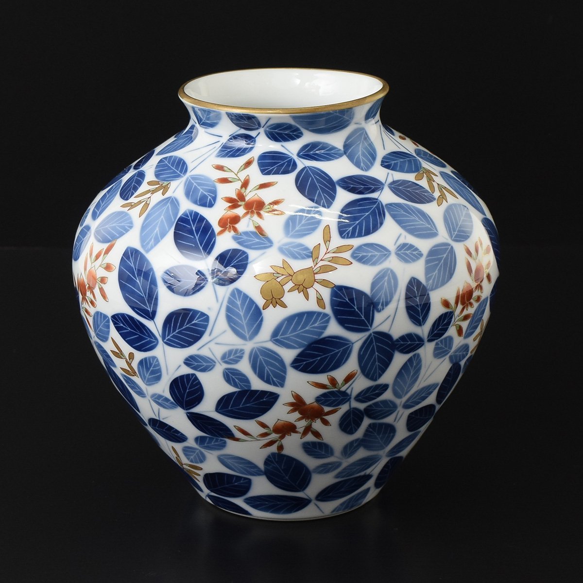 ◎491817 【SALE♪】 美品 香蘭社 オールド香蘭社 染錦萩花紋 花瓶 21cm 煎茶道具茶道具華道具