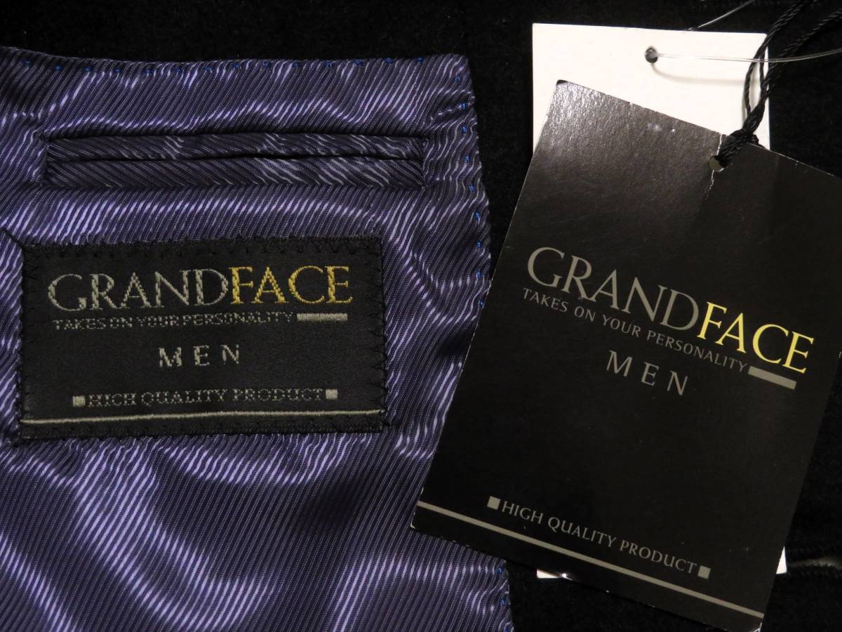 新品未使用 GRANDFACE MEN CASHMERE 最高級カシミヤ100％ テーラードジャケット メンズ 銀ボタンブレザー ビジネス 紳士 92A4 黒 総裏地_画像6