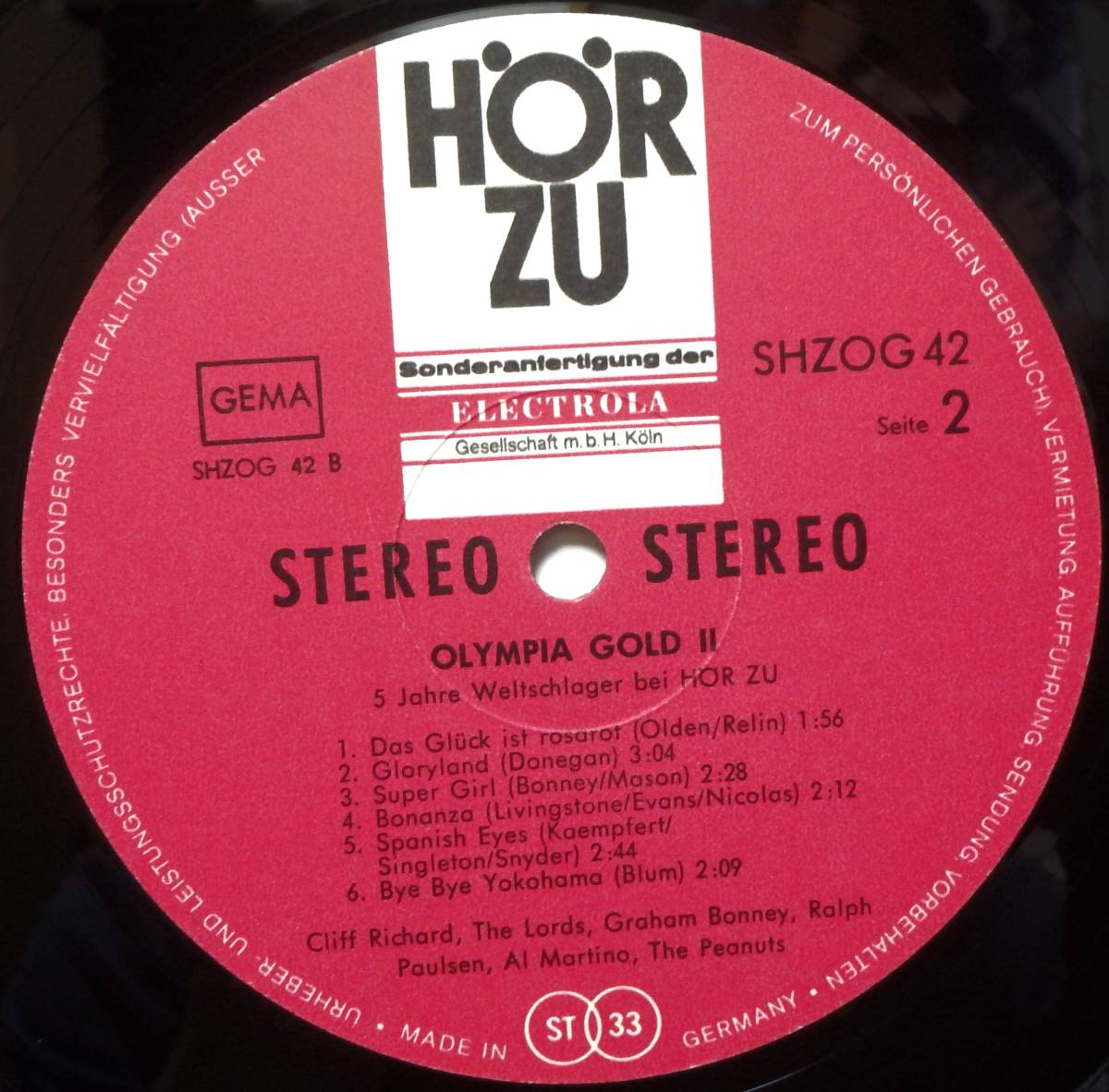 【VPS318】V.A.「Olympia Gold/2 (Stars Der Nationen)」, 72 GERMANY Original/Comp. ★ピーナッツ/スムース?ジャズ/シャンソン/ポップス