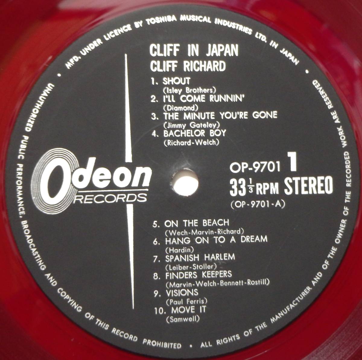 【LJ039】CLIFF RICHARD 「Cliff In Japan (クリフ・イン・ジャパン)」, 67 JPN 赤盤/初回盤　★日本公演/ポップ・ロック/ボーカル_画像5