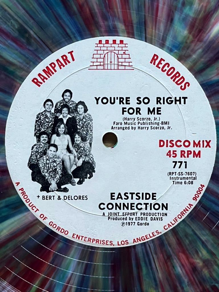 Eastside Connection - You're So Right For Me ,Rampart Records - RPT SS 7607 ,12, 45 RPM ,Promo , Rainbow Marbled ,Stereo,US 1977_画像3