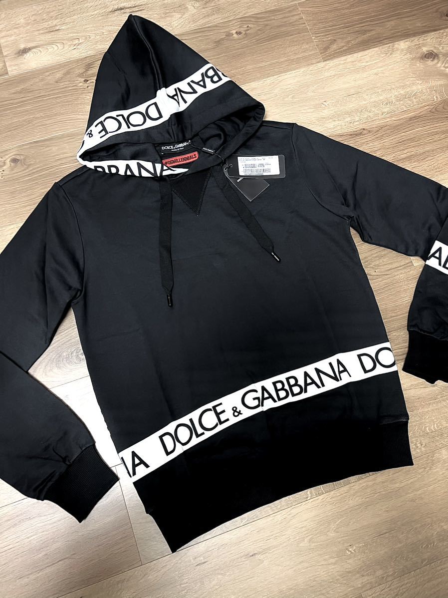 未使用タグ付き ランウェイ登場 DOLCE&GABBANA ロゴプリント パーカー フーディー サイズ48(サイズ44・46・50・52・54の方も着用可)_画像2