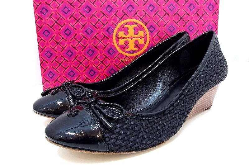 TORY BURCH トリーバーチ ウェッジソール パンプス 編込 SIZE 6・23ｃｍ相当 7941103110 黒 中古