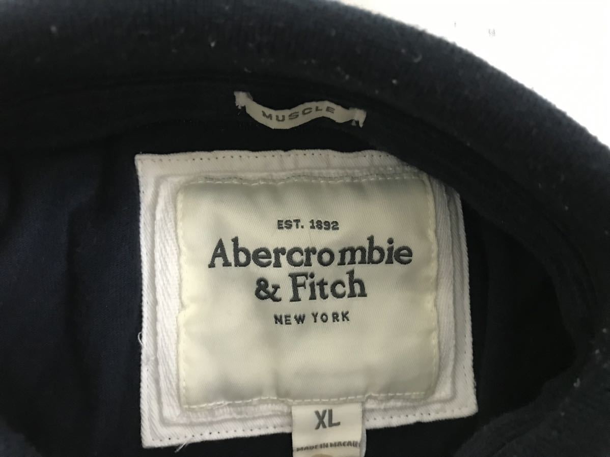 genuine article Abercrombie & Fitch and Fitch Abercrombie&Fitch cotton polo-shirt with long sleeves men's Surf American Casual military Golf navy blue navy XL maca o made 