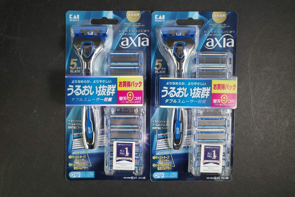  не использовался 2 шт. комплект . печать KAI kai кожа Axia держатель 1 шт. + бритва 9ko есть выгодная покупка упаковка AX-9BS RAZOR axia 5 листов лезвие BLADE