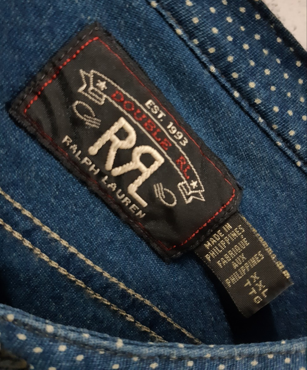 希少 XXL RRL ポルカドット ジャージー ポップオーバー ワークシャツ ダブルアールエル シャツ プルオーバー ラルフローレン RALPH LAUREN _画像7