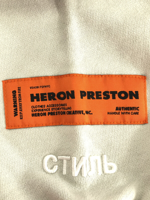 HERON PRESTON ヘロンプレストン 13SS ペイントロゴスウェットトレーナー ライトグレー XS ITVFTV4ENBI0_画像3