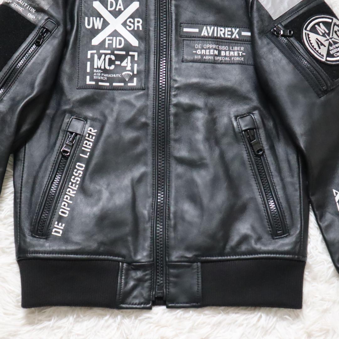 極美品】アヴィレックス/AVIREX レザーフーディー フライト 極美品】アヴィレックス/AVIREX レザーフーディー フライト
