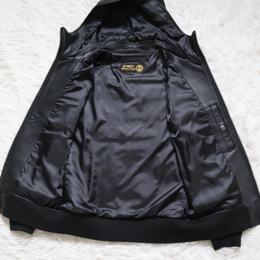 極美品】アヴィレックス/AVIREX レザーフーディー フライト 極美品】アヴィレックス/AVIREX レザーフーディー フライト