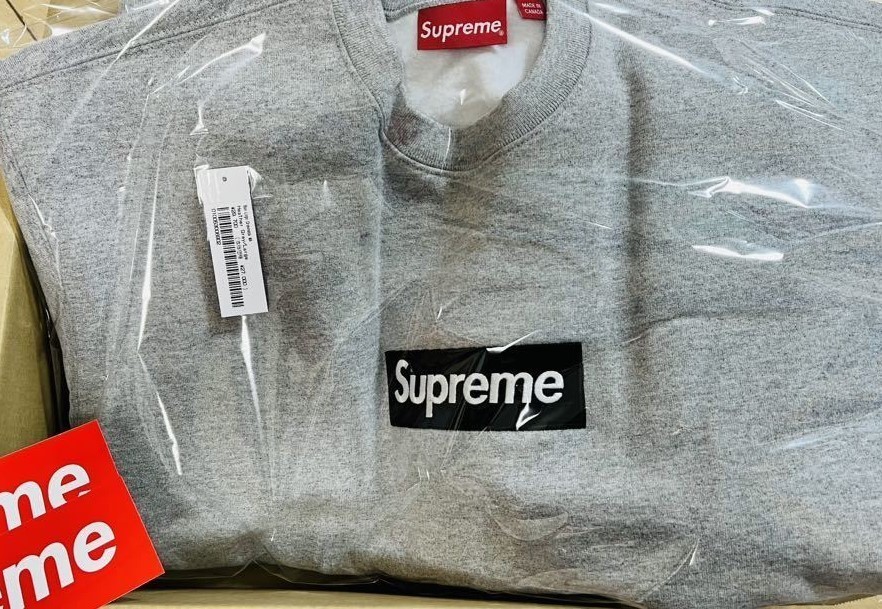 新品 タグ フル 装備 シュプリーム SUPREME Box Logo Crewneck 黒 ボックスロゴ クルーネック スウェット トレーナー灰色 グレー 灰 X L_画像3