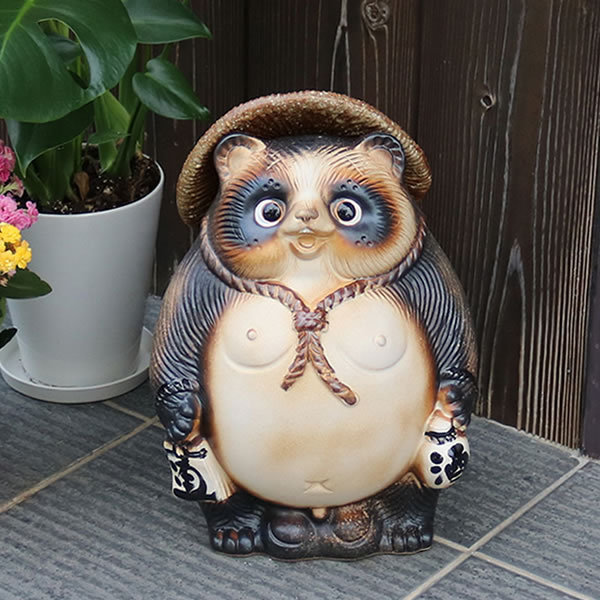 信楽焼 笑福狸 たぬき タヌキ 狸 開運 縁起物 可愛い 陶器 商売繁盛 ギフト 開店祝 置物 かわいい 信楽焼き ta-0363