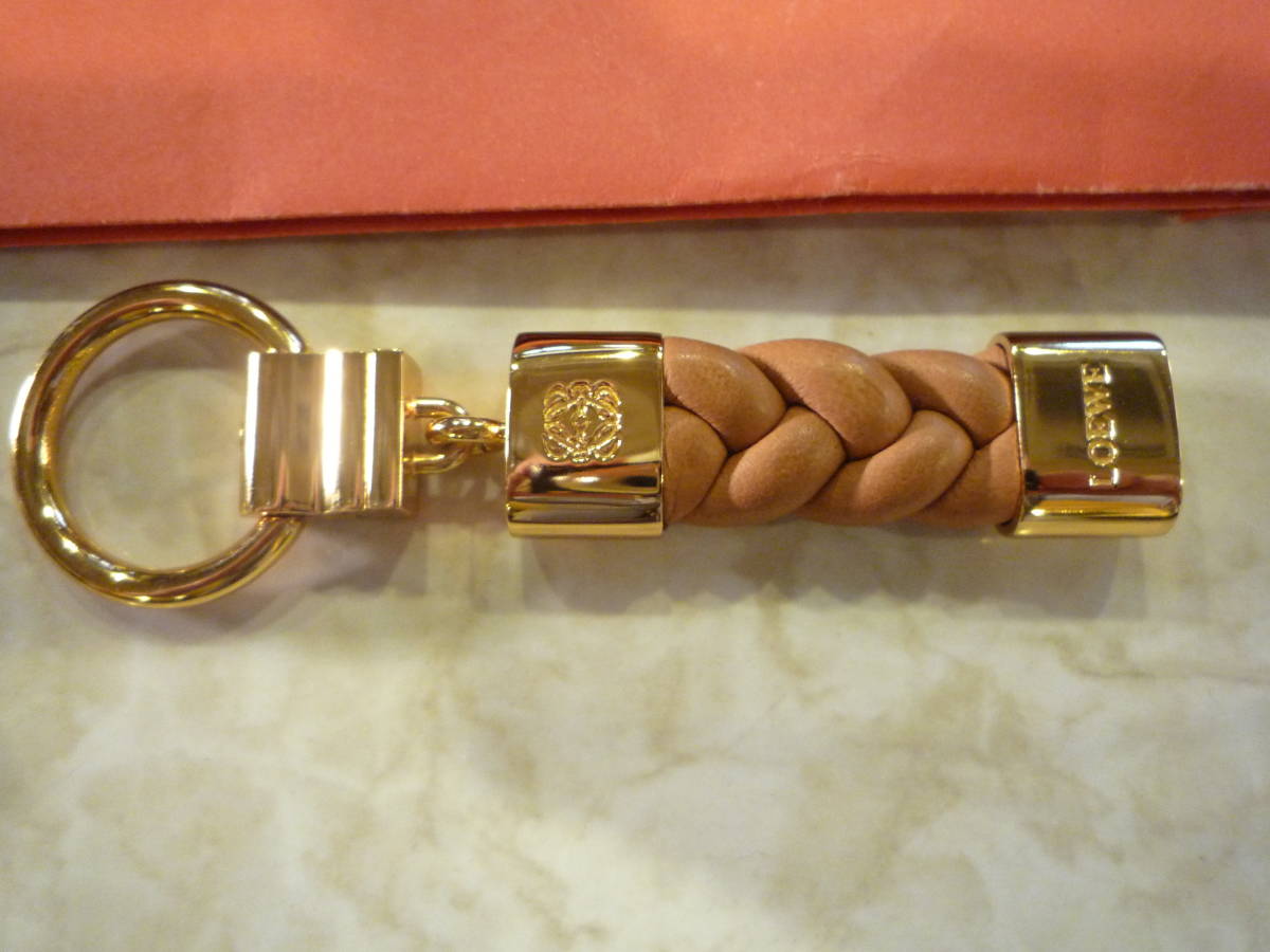 # прекрасный товар #LOEWE Loewe очарование брелок для ключа кольцо для ключей Gold металлические принадлежности × кожа 