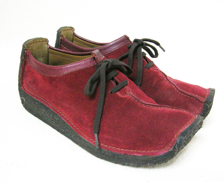 ■Clarks【クラークス】赤 スウェード レザー シューズ UK4_画像4