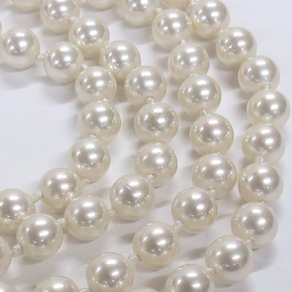 ロング パールネックレス 約7mm オールノット エンドレス加工 228cm