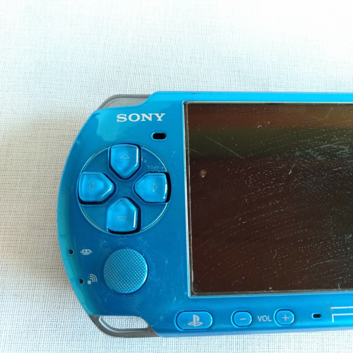 ト001 PSP 3000 プレイステーション・ポータブル 青 バッテリー/蓋なし メモリースティックデュオ付 ゲーム 本体_画像6