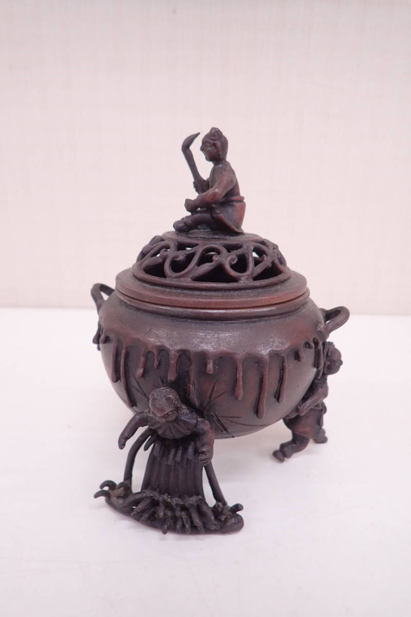 高岡銅器 金工作家 「村田宏」作 蝉型鋳造 三足香炉 全2点 伝統工芸品