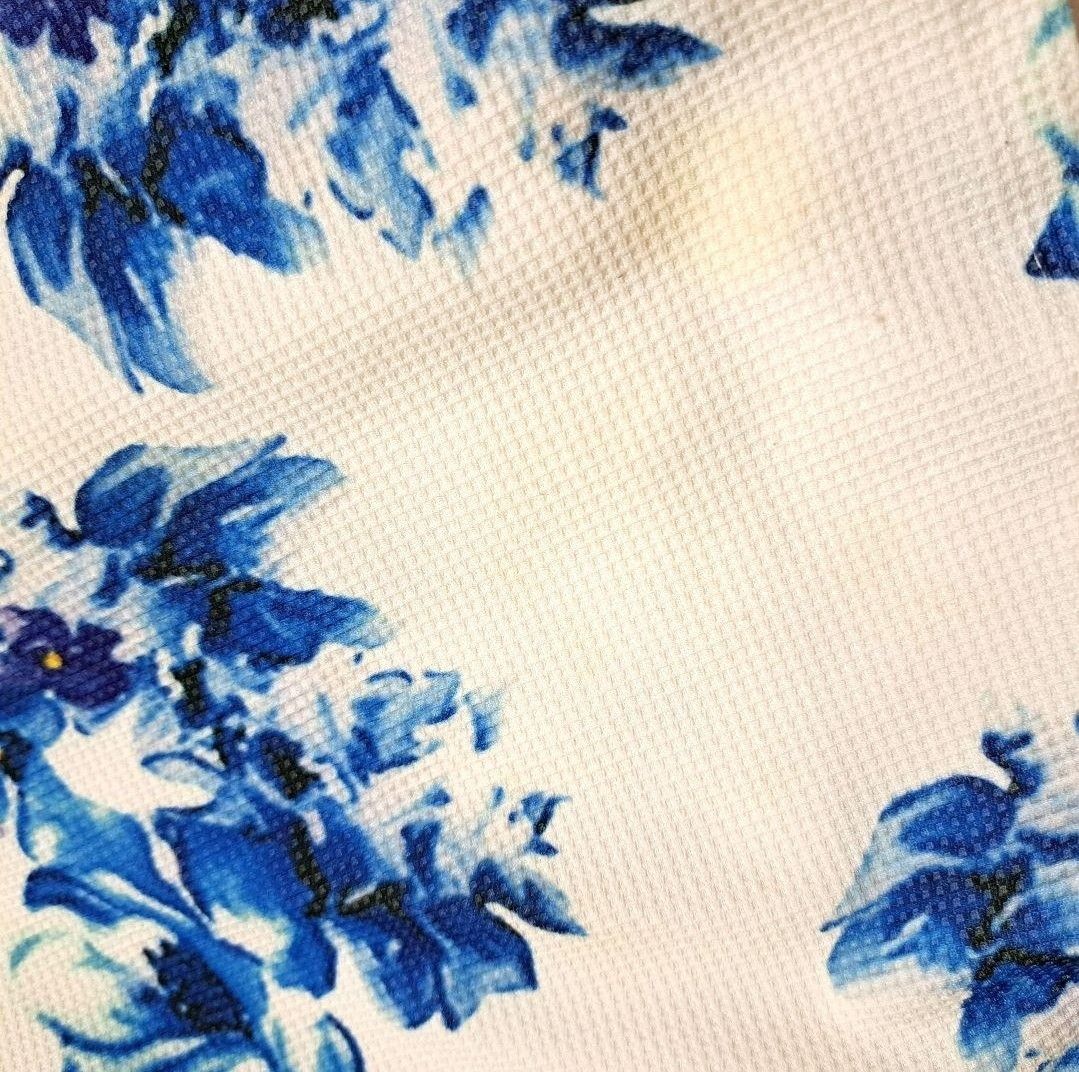 花柄 刺繍 レース オフショル Aライン ミニ ドレス ブルー ホワイト