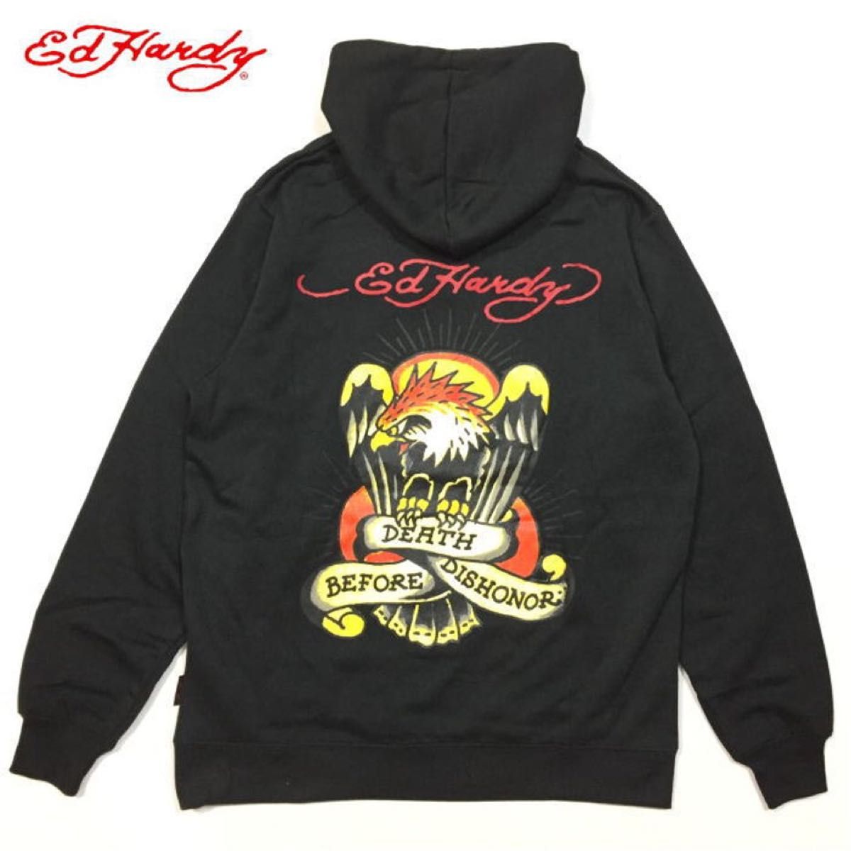 新品 正規 Ｍ 黒 エドハーディー Ed Hardy 裏起毛 セットアップ パーカー ジョガー 上下セット イーグル ユニセックス