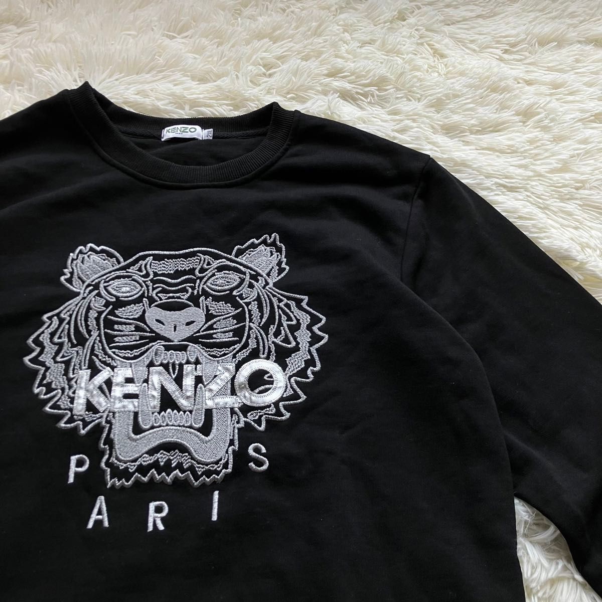 希少カラー ケンゾー KENZO 銀×黒 タイガー刺繍 シルバー スウェット