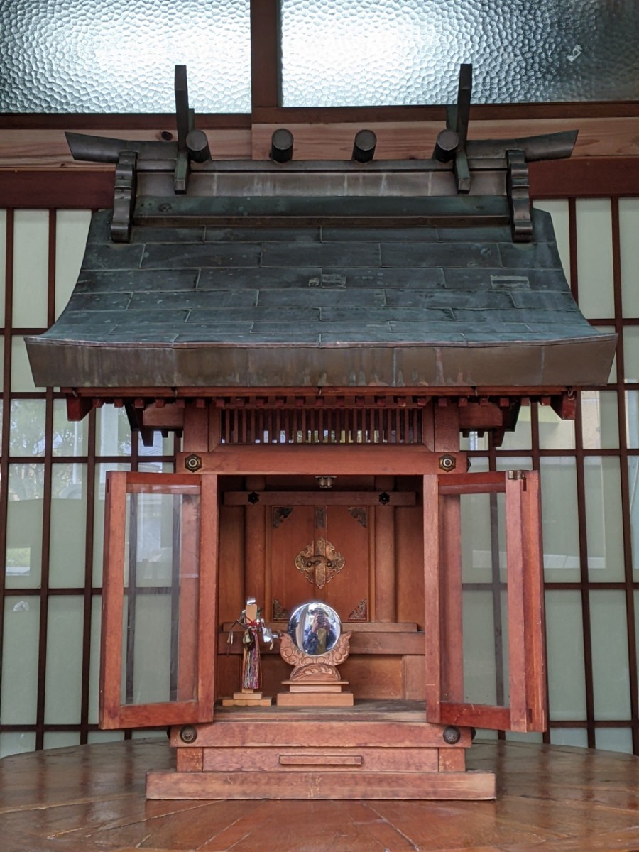 神棚 祠 銅板葺き 神明造 伊勢神宮 高101cm 幅76.5cm 奥行81cm 木造 神社 神具