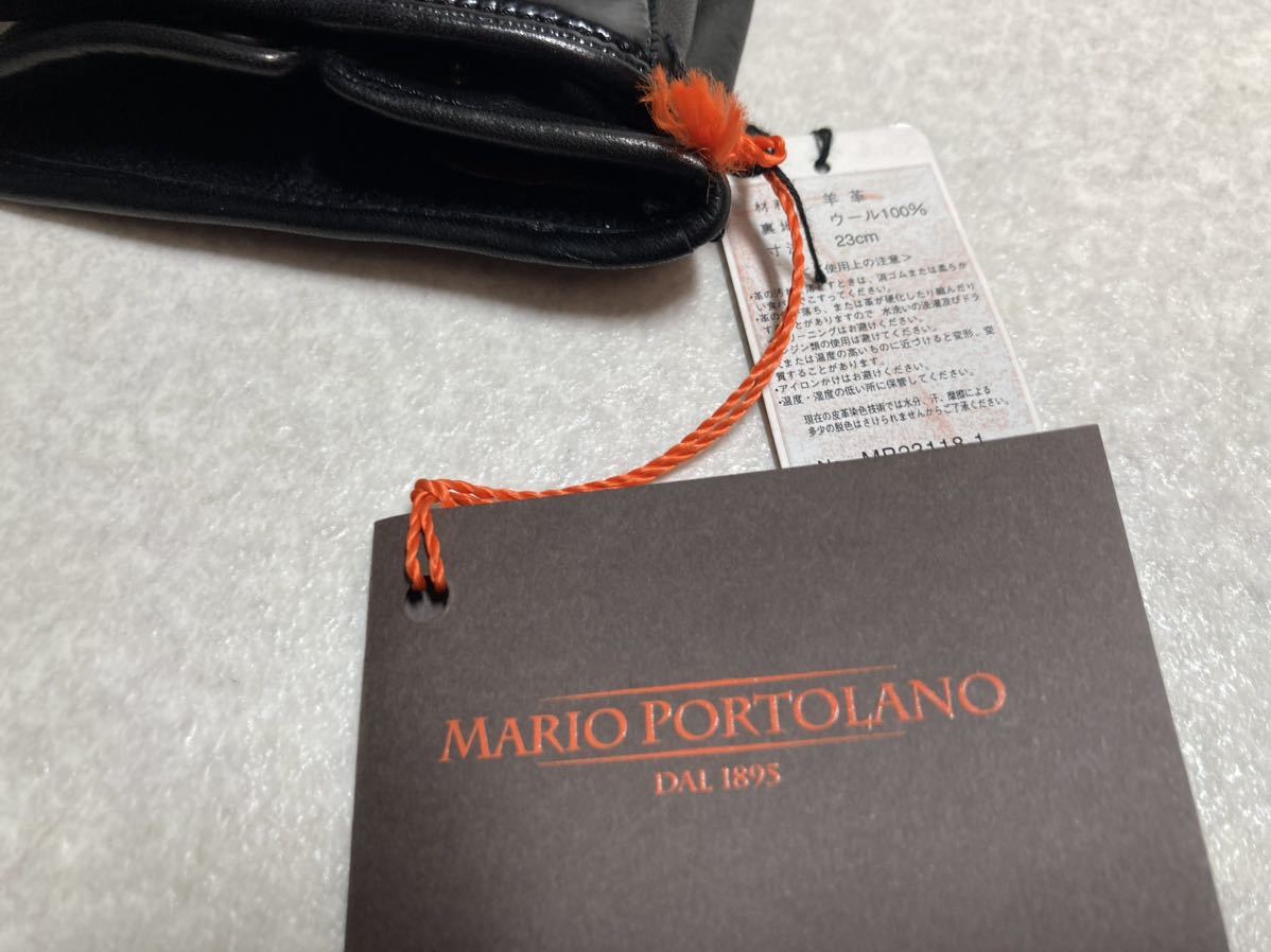 新品　マリオポルトラーノ（伊）　手袋/グローブ　８　２３ｃｍ　エナメル×レザー　ライニングはウール　黒　定価２．２万円_画像5