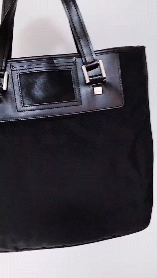 美品 グッチ GUCCI ビジネス ハンドバッグ ブラック ナイロン 大容量