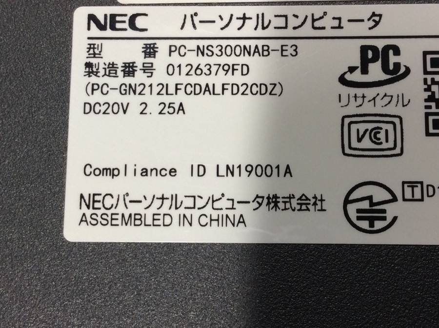 NEC PC-NS300NAB-E3 LAVIE NS300/N Win11　Core i3 8145U 2.10GHz 4GB 14GB SSD 他■1週間保証_画像4