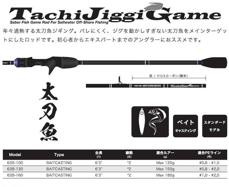 新品　ベーシックギア　BGタチジギゲーム 63B-100　　タチウオ　ジギング_画像1